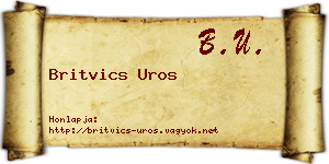 Britvics Uros névjegykártya